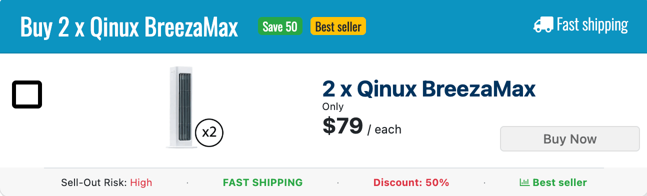 Qinux BreezaMax 50% Discount For Double Package