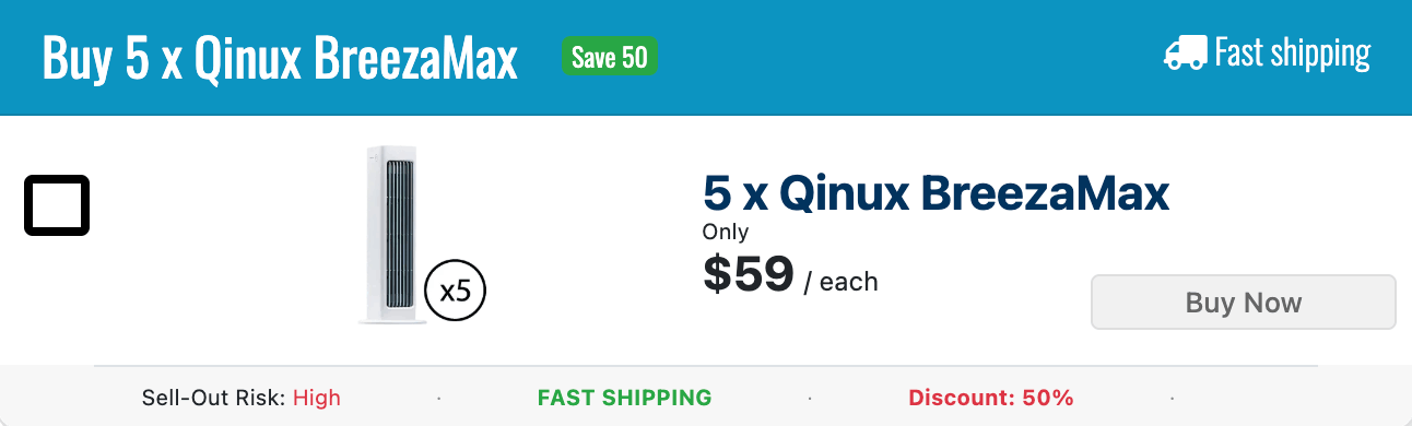 Qinux BreezaMax 50% Discount For Five Package